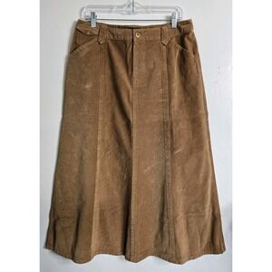 Eddie Bauer Womens A-Line Corduroy Skirt 100% Cotton Tan Brown 12 NWT Equestrian